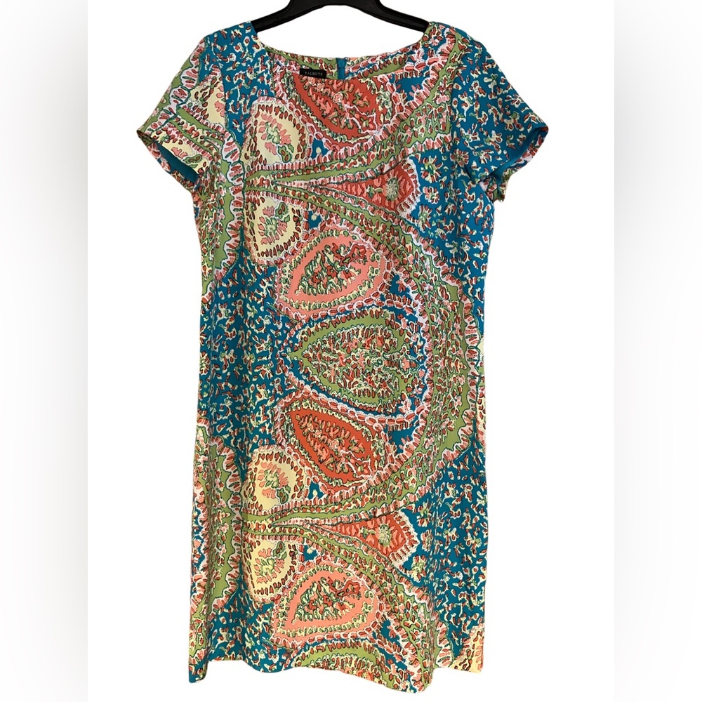 Talbots 100% Silk Shift Dress Paisley Size 10